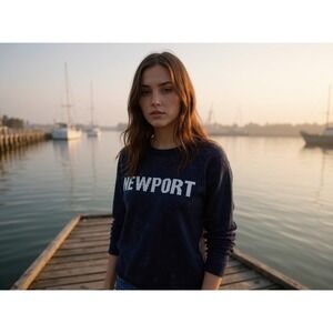 VNT Town Pride Newport Knit Sweater Long Sleeve Crew Neck Navy Blue‎ S made USA